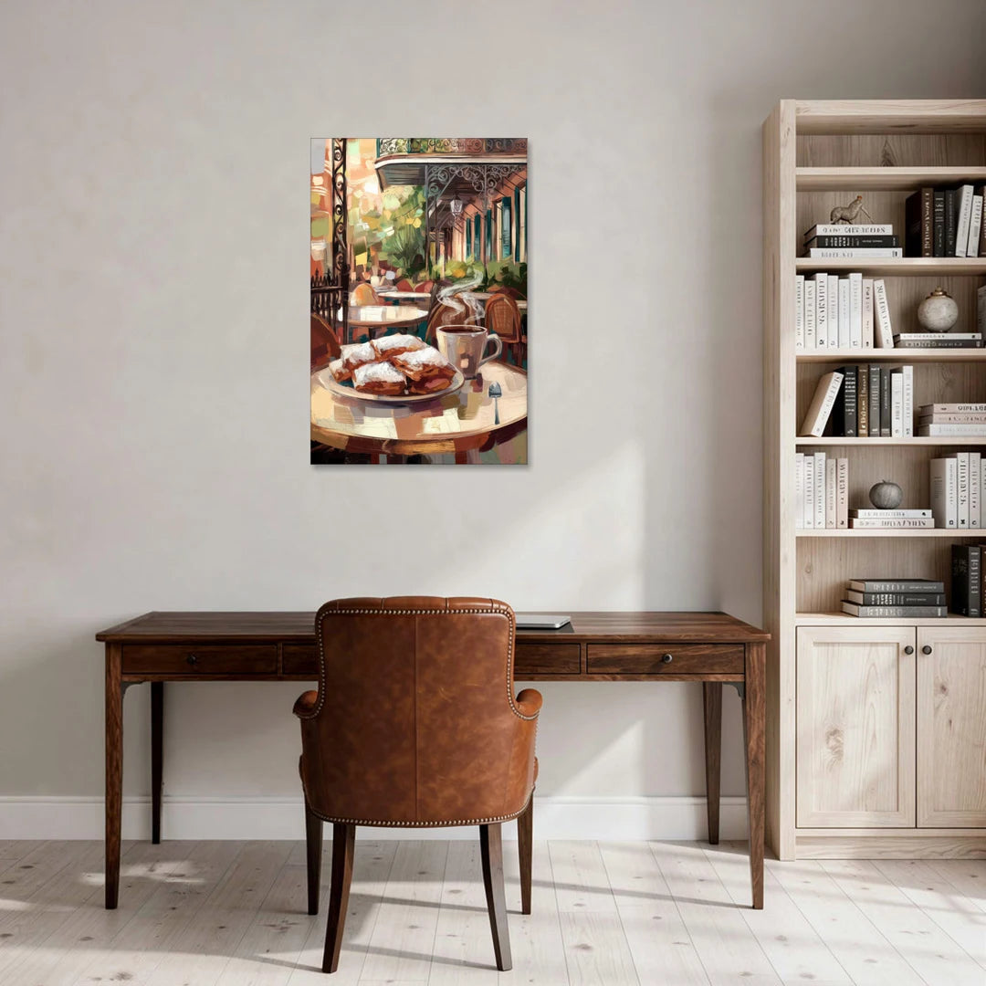 New Orleans Beignets and Coffee - Canvas Wall Art - Office - 24x36
