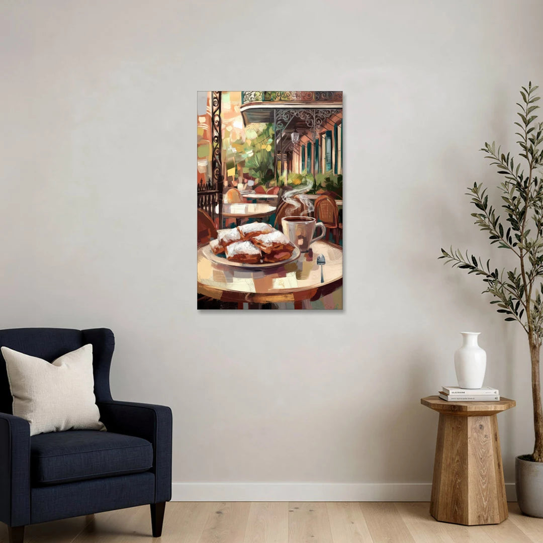 New Orleans Beignets and Coffee - Canvas Wall Art - Sofa - 24x36
