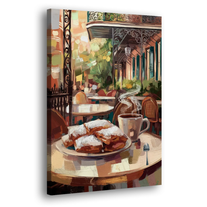 New Orleans Beignets and Coffee Side - Canvas Wall Art