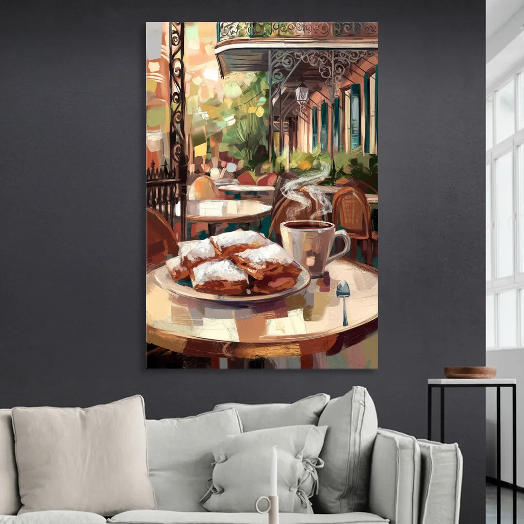 New Orleans Beignets and Coffee Sitting Room - Canvas Wall Art