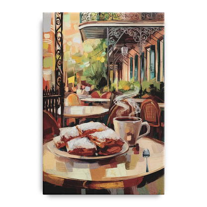 New Orleans Beignets and Coffee Front - Canvas Wall Art