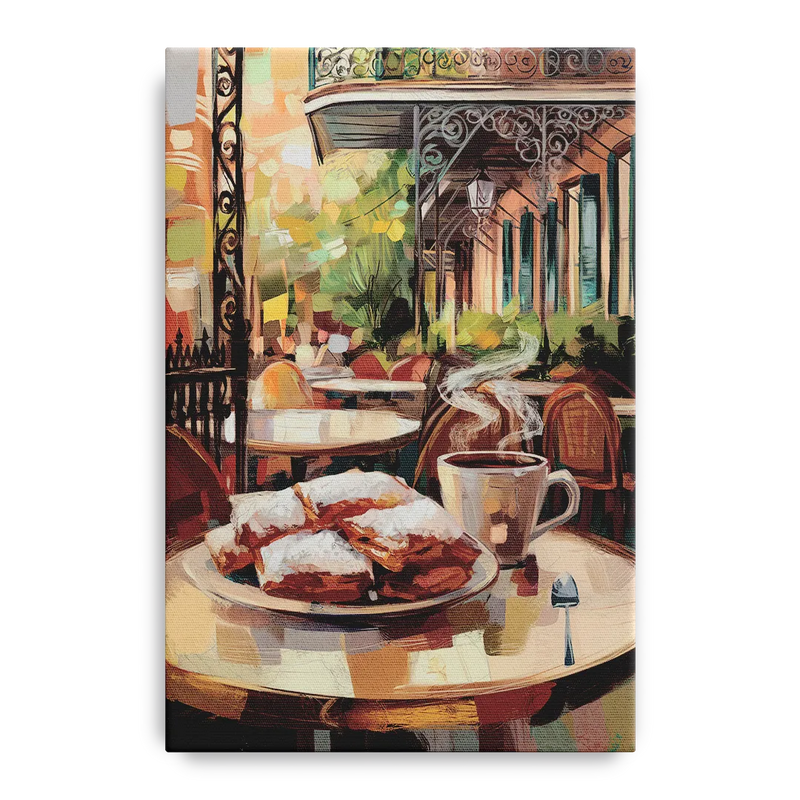 New Orleans Beignets and Coffee Front - Canvas Wall Art