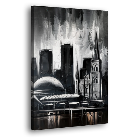 New Orleans Black and White Skyline - Canvas Wall Art - Side