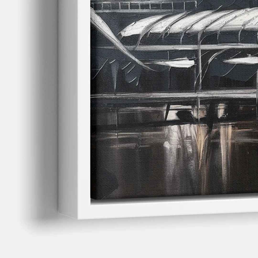 New Orleans Black and White Skyline - Close-Up White Frame Canvas