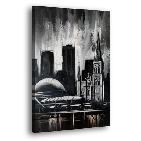 New Orleans Black and White Skyline - Canvas Wall Art