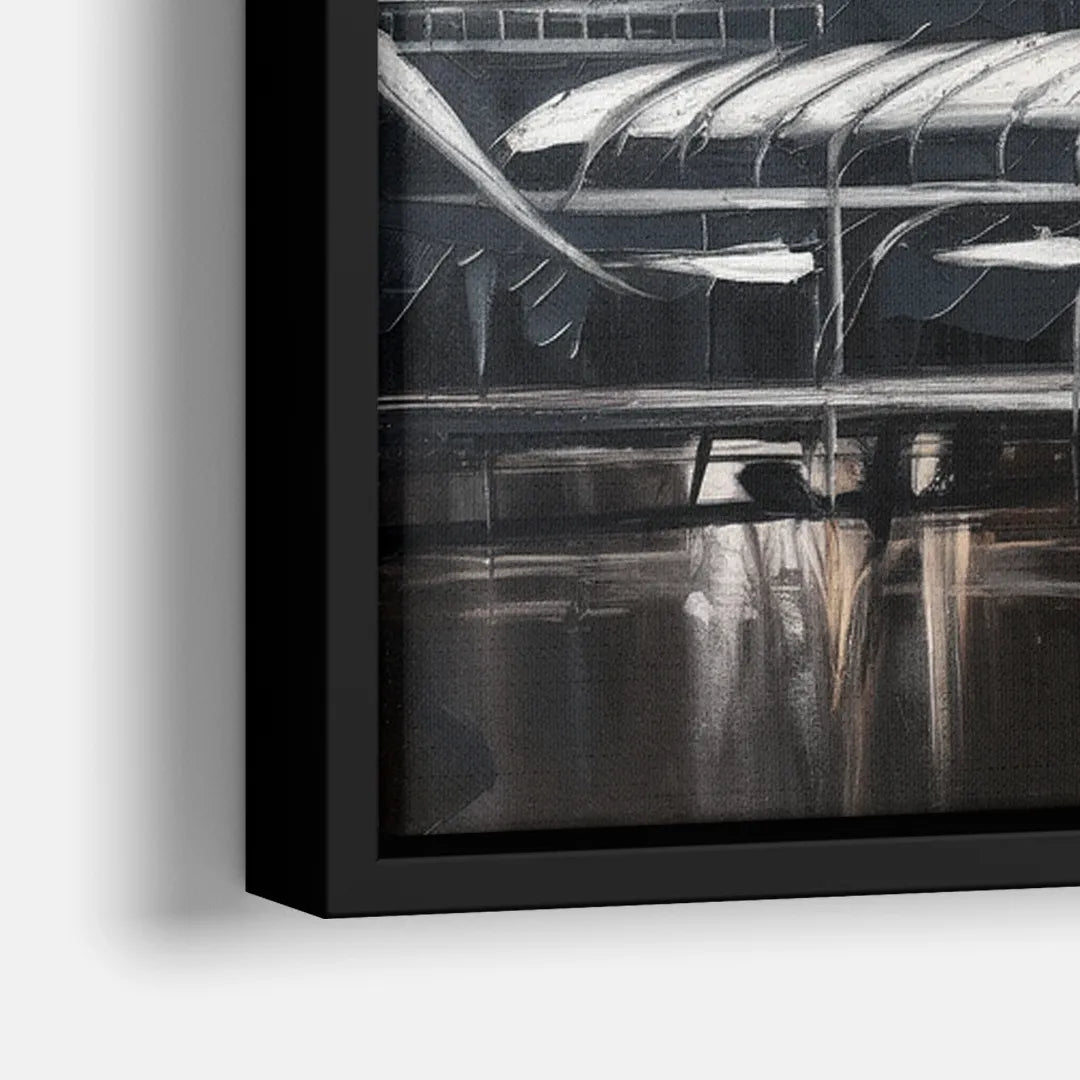 New Orleans Black and White Skyline - Close-Up Black Frame Canvas