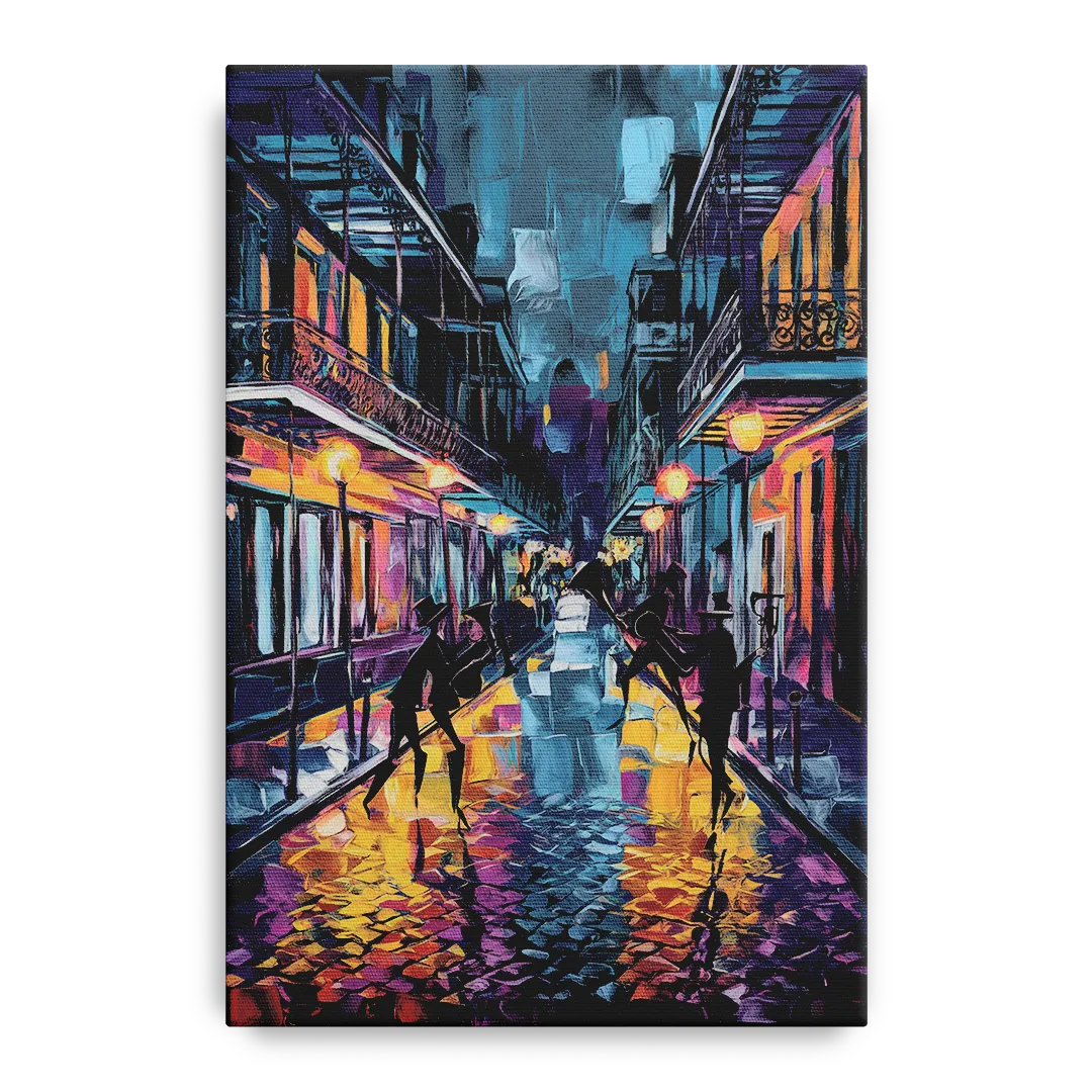 New Orleans Bourbon Street Vibes Front - Canvas Wall Art
