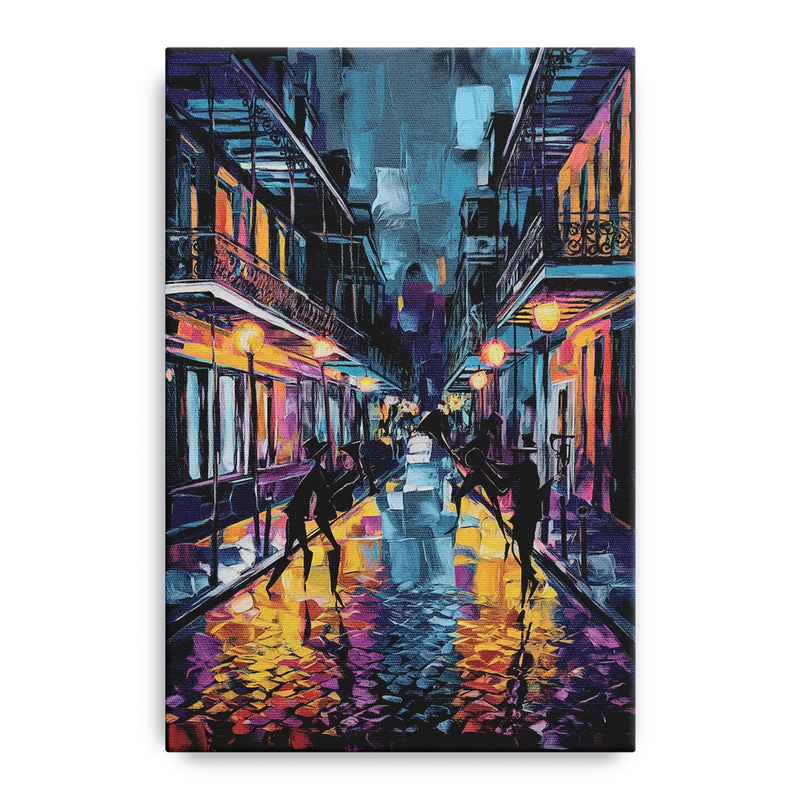 New Orleans Bourbon Street Vibes Front - Canvas Wall Art