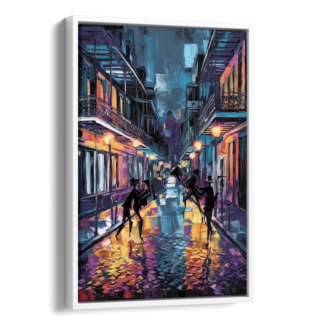 New Orleans Bourbon Street Vibes Side - White Canvas Wall Art