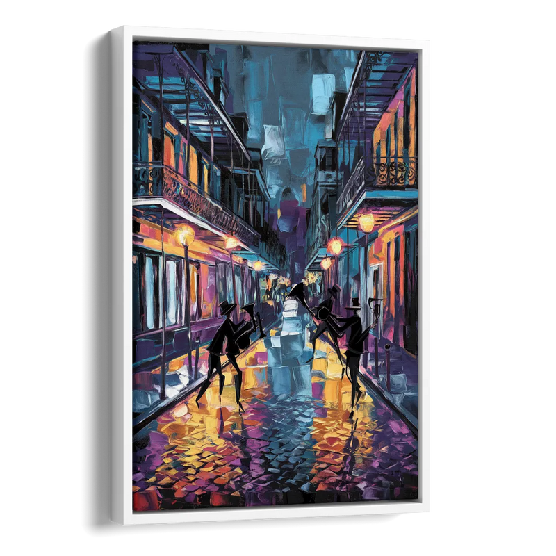 New Orleans Bourbon Street Vibes Side - White Canvas Wall Art