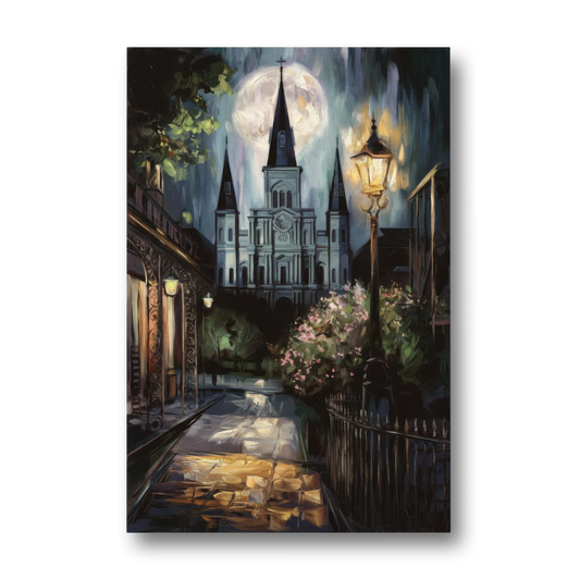 New Orleans Cathedral Silhouette - Canvas Wall Art - Front