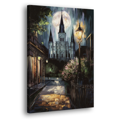 New Orleans Cathedral Silhouette - Canvas Wall Art - Side