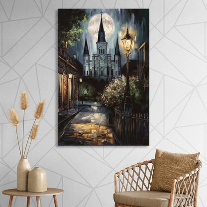 New Orleans Cathedral Silhouette Sitting Room - Canvas Wall Art