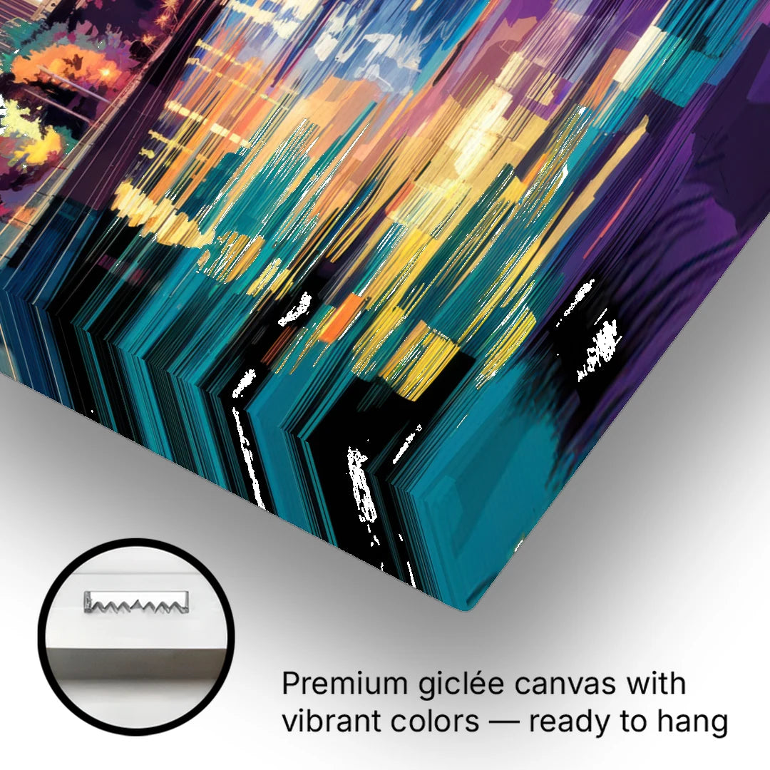 New Orleans Cityscape Reflections - Canvas Wall Art - Gallery Wrap Corner