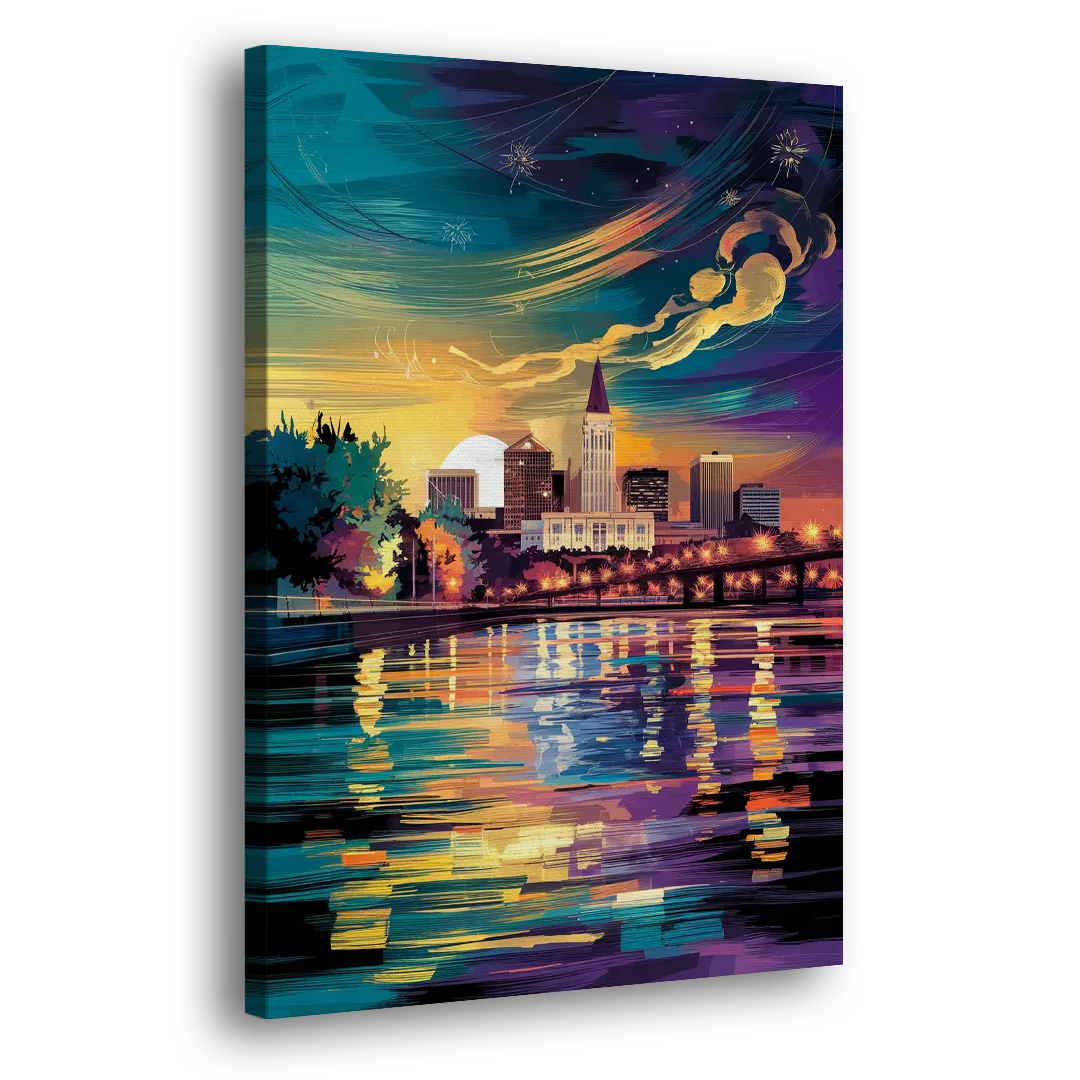 New Orleans Cityscape Reflections Side - Canvas Wall Art