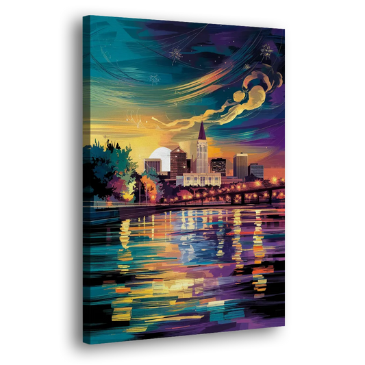 New Orleans Cityscape Reflections Side - Canvas Wall Art