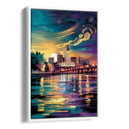 New Orleans Cityscape Reflections Side - White Canvas Wall Art