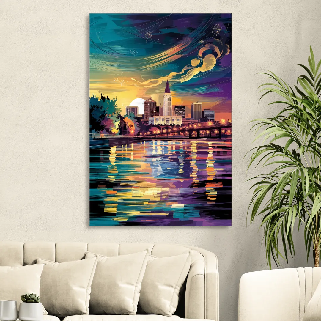 New Orleans Cityscape Reflections Sitting Room - Canvas Wall Art
