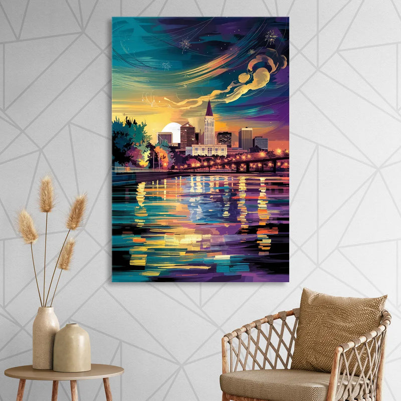 New Orleans Cityscape Reflections Living Room - Canvas Wall Art