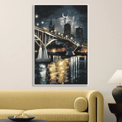 New Orleans Crescent City Nights Living Room - White Canvas Wall Art