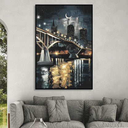New Orleans Crescent City Nights Living Room - Black Canvas Wall Art
