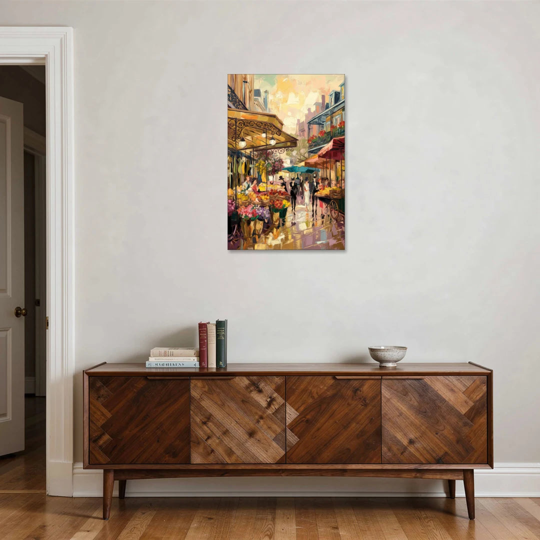 New Orleans French Market Charm - Canvas Wall Art - Coffee Table - 24x36
