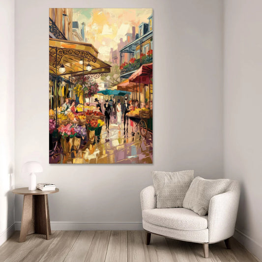 New Orleans French Market Charm - Canvas Wall Art - Sofa - 40x60