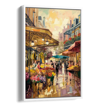 New Orleans French Market Charm Side - White Canvas Wall Art
