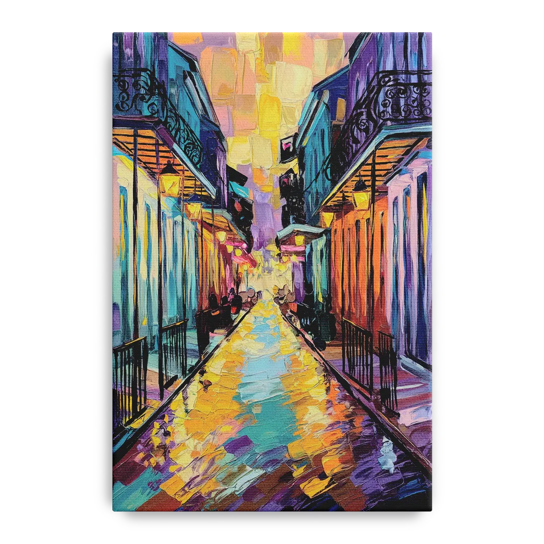 New Orleans French Quarter Lights Front - Canvas Wall Art