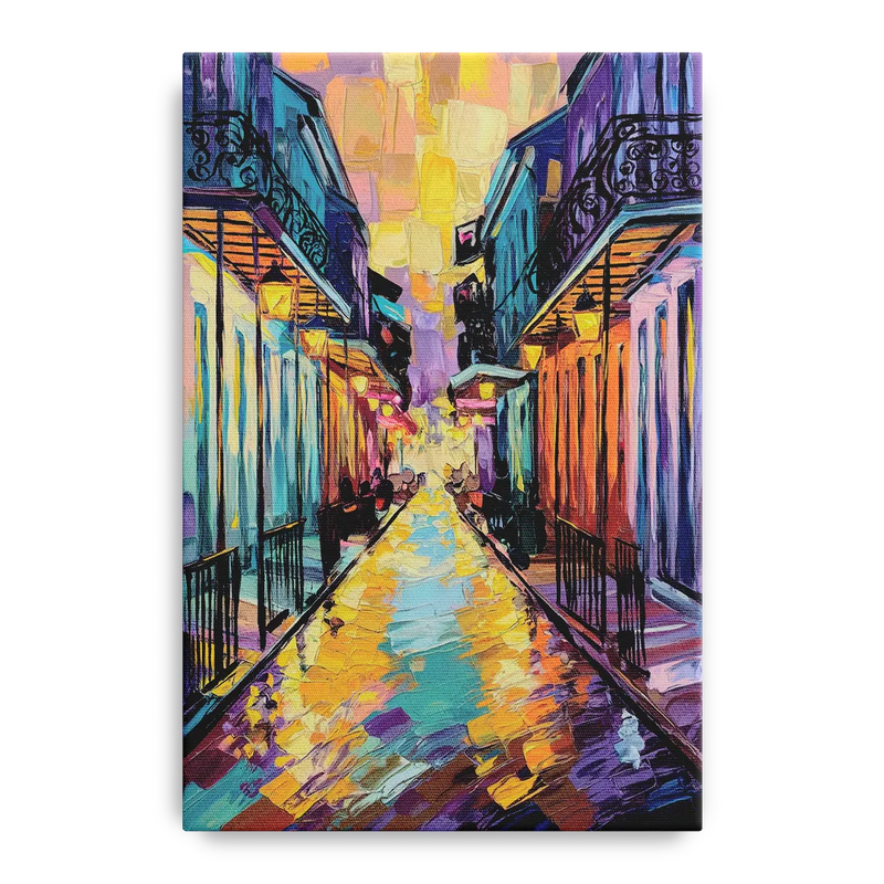New Orleans French Quarter Lights Front - Canvas Wall Art