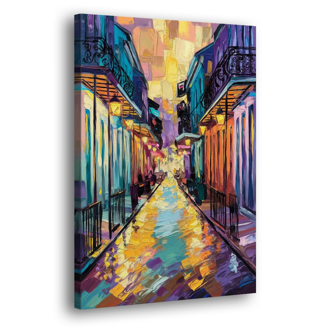 New Orleans French Quarter Lights Side - Canvas Wall Art
