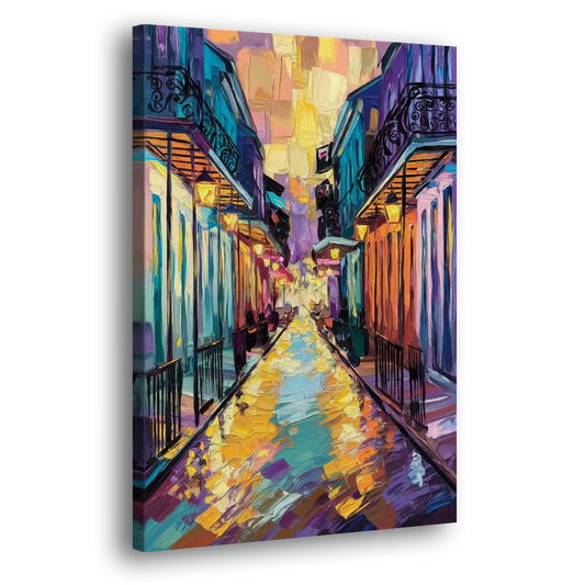 New Orleans French Quarter Lights Side - Canvas Wall Art
