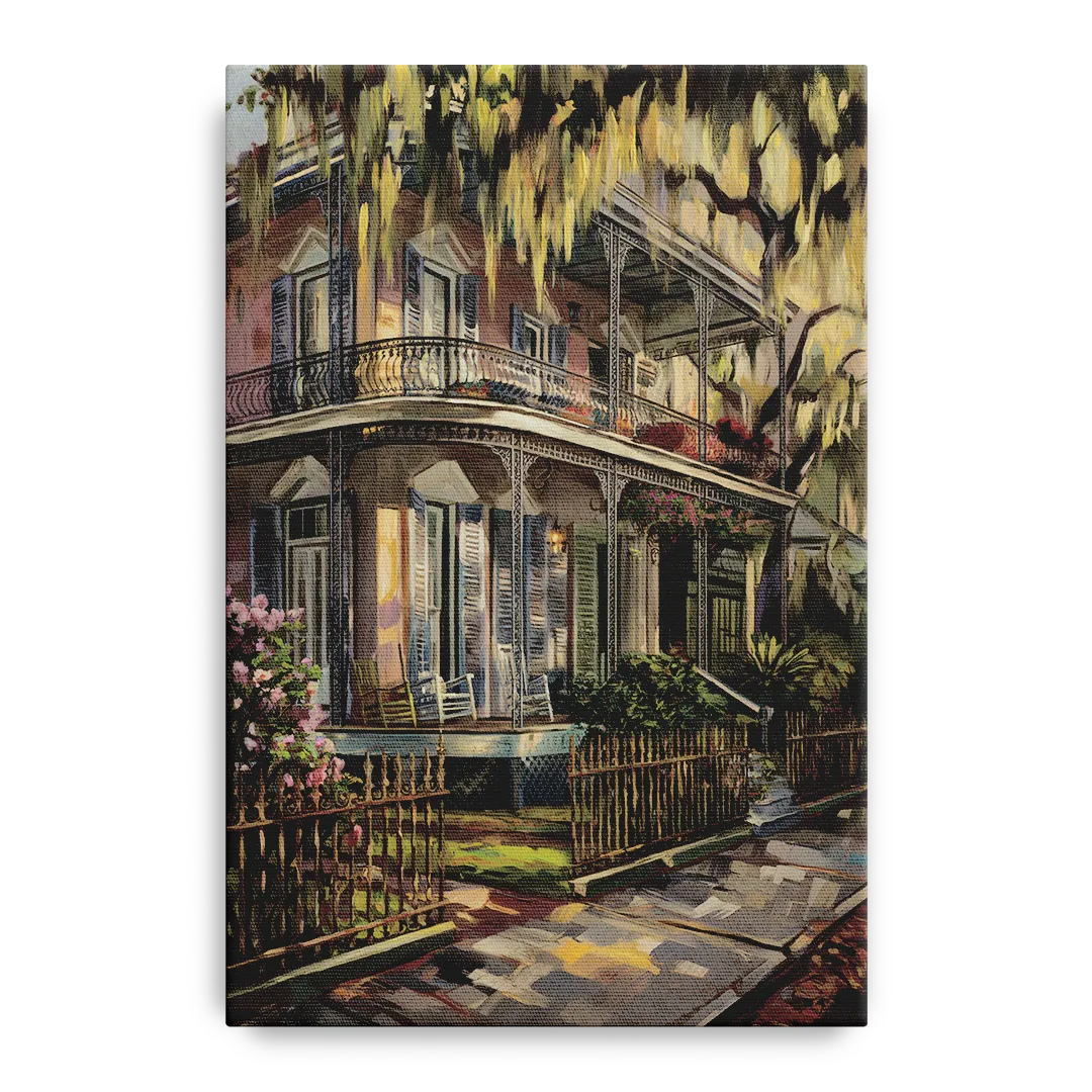 New Orleans Garden District Homes Front - Canvas Wall Art
