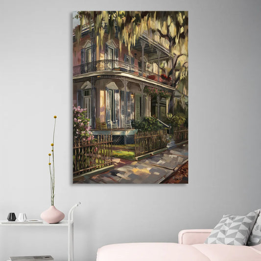 New Orleans Garden District Homes Living Room - Canvas Wall Art