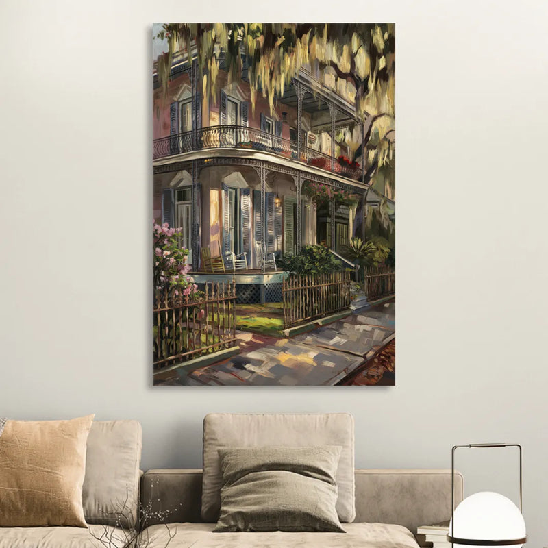 New Orleans Garden District Homes Sitting Room - Canvas Wall Art