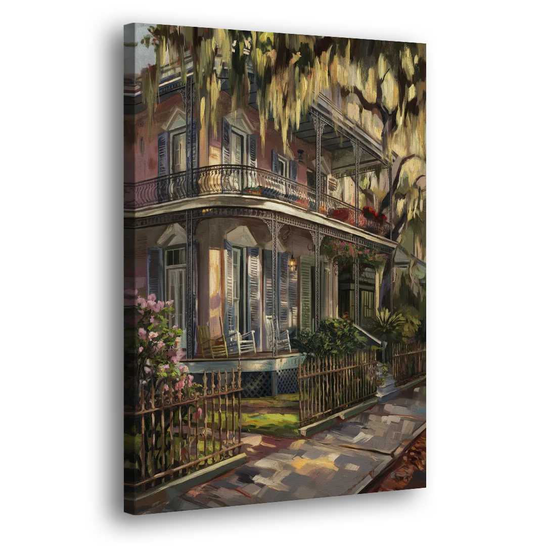 New Orleans Garden District Homes Side - Canvas Wall Art