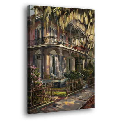 New Orleans Garden District Homes Side - Canvas Wall Art