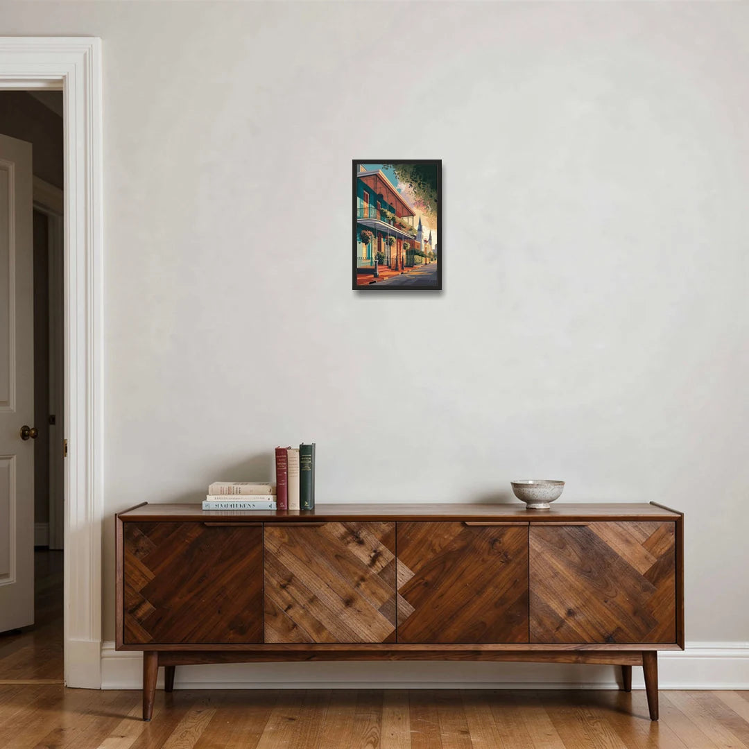 New Orleans Historic Architecture - Black Framed Canvas Wall Art - Coffee Table - 12x18