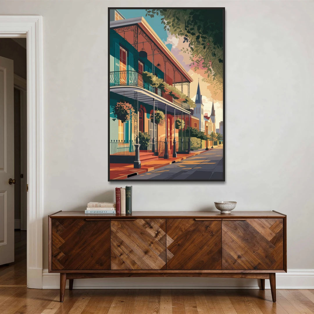 New Orleans Historic Architecture - Black Framed Canvas Wall Art - Coffee Table - 40x60