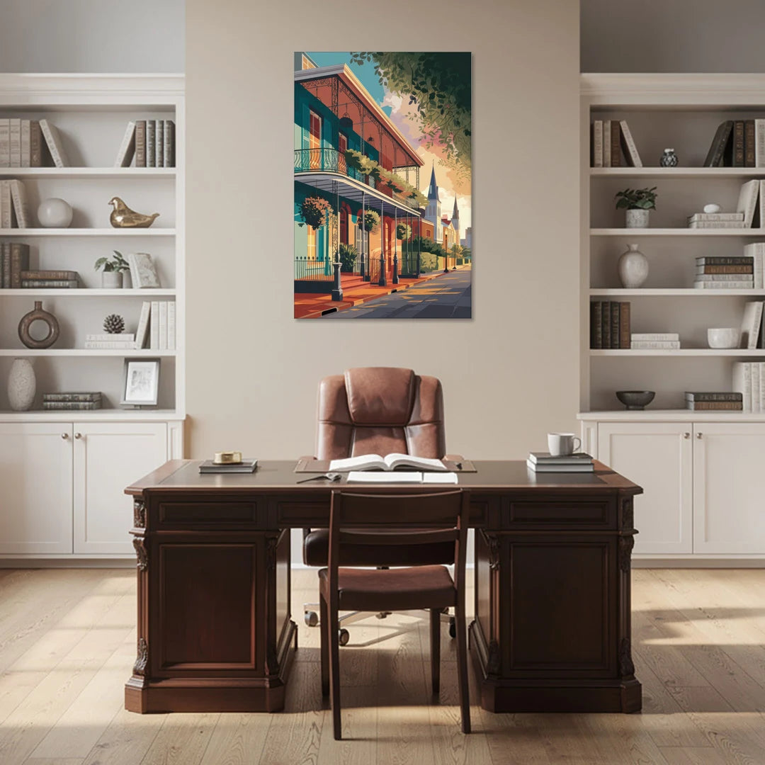New Orleans Historic Architecture - Canvas Wall Art - Office - 32x48