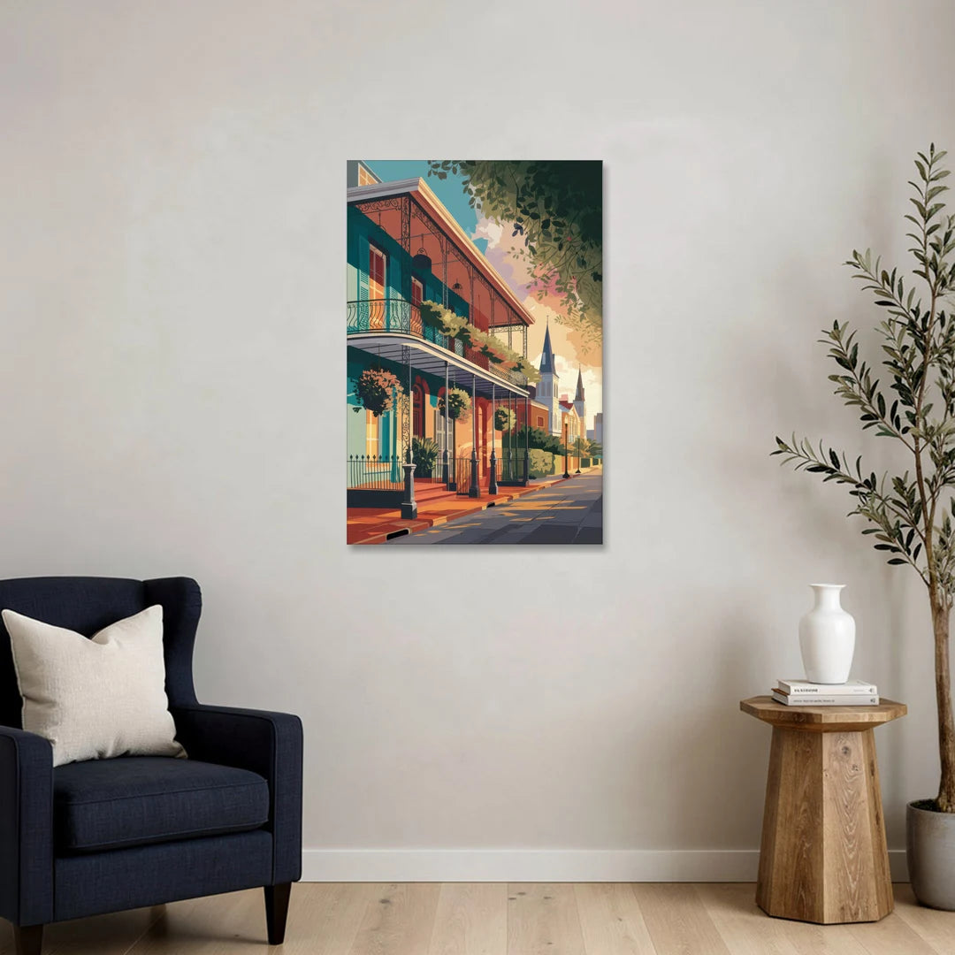 New Orleans Historic Architecture - Canvas Wall Art - Sofa - 24x36