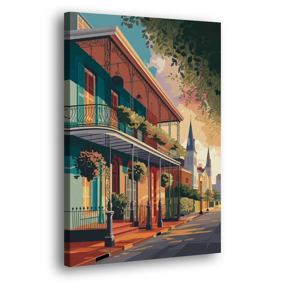 New Orleans Historic Architecture Side - Canvas Wall Art