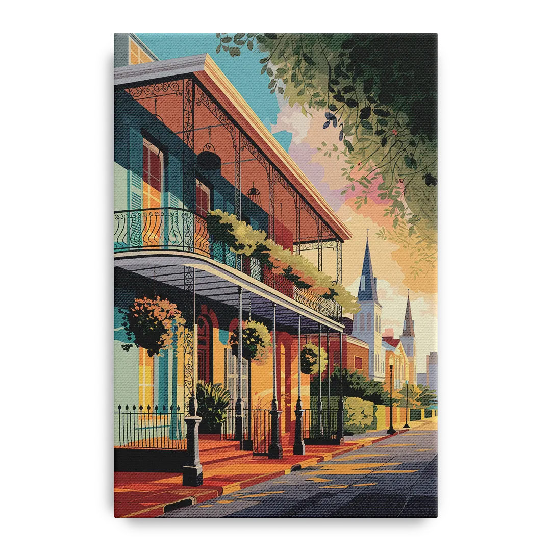 New Orleans Historic Architecture Front - Canvas Wall Art