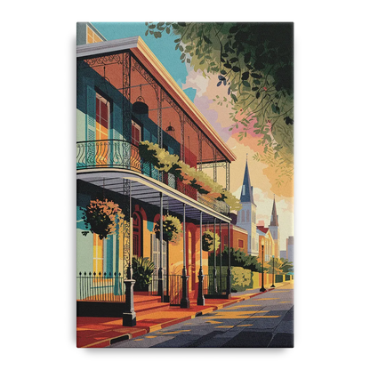 New Orleans Historic Architecture Front - Canvas Wall Art