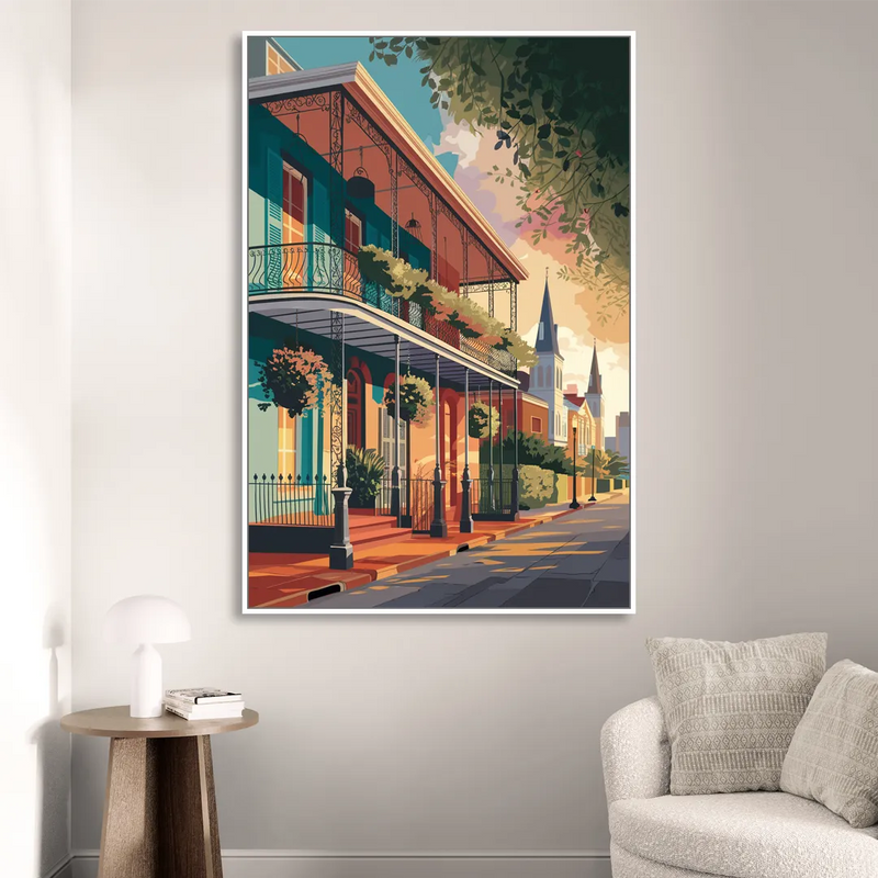 New Orleans Historic Architecture Living Room - White Canvas Wall Art