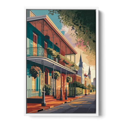 New Orleans Historic Architecture Front - White Canvas Wall Art