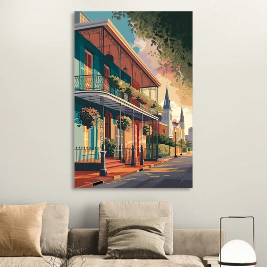 New Orleans Historic Architecture Living Room - Canvas Wall Art