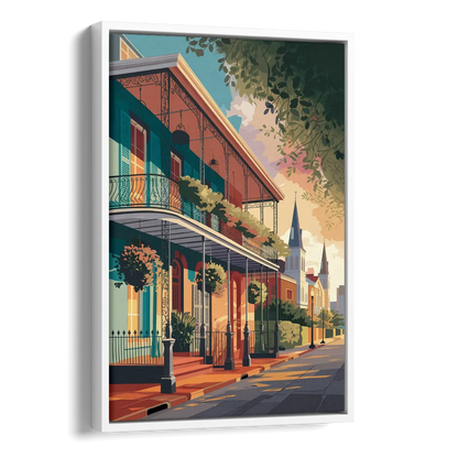 New Orleans Historic Architecture Side - White Canvas Wall Art