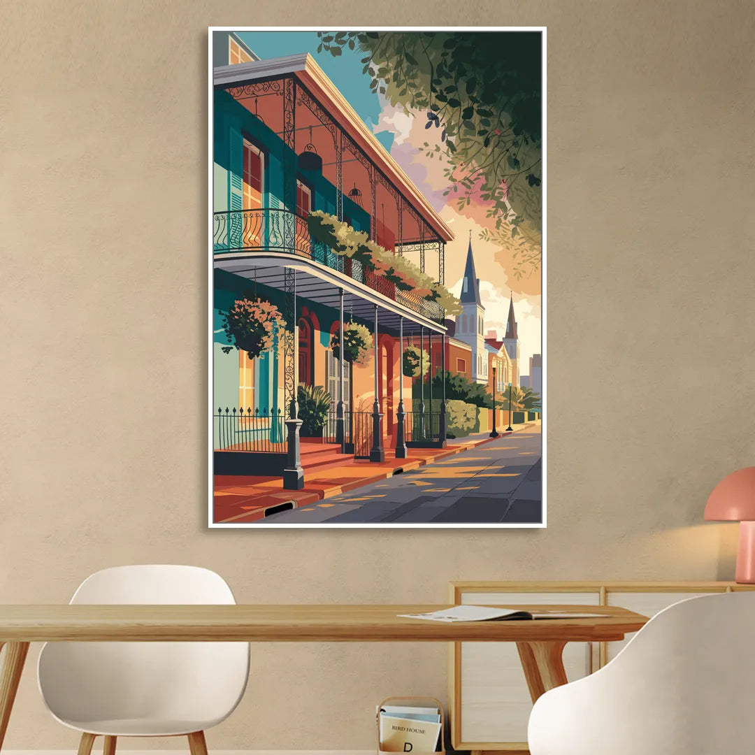 New Orleans Historic Architecture Sitting Room - White Canvas Wall Art