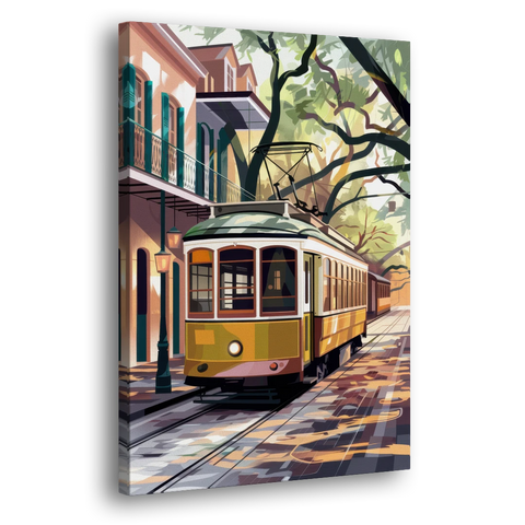 New Orleans Historic Streetcars - Canvas Wall Art - Side